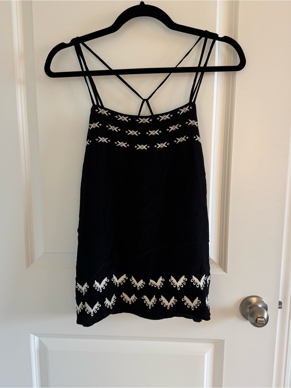LOFT Black Embroidered Double-Strap Camisole
